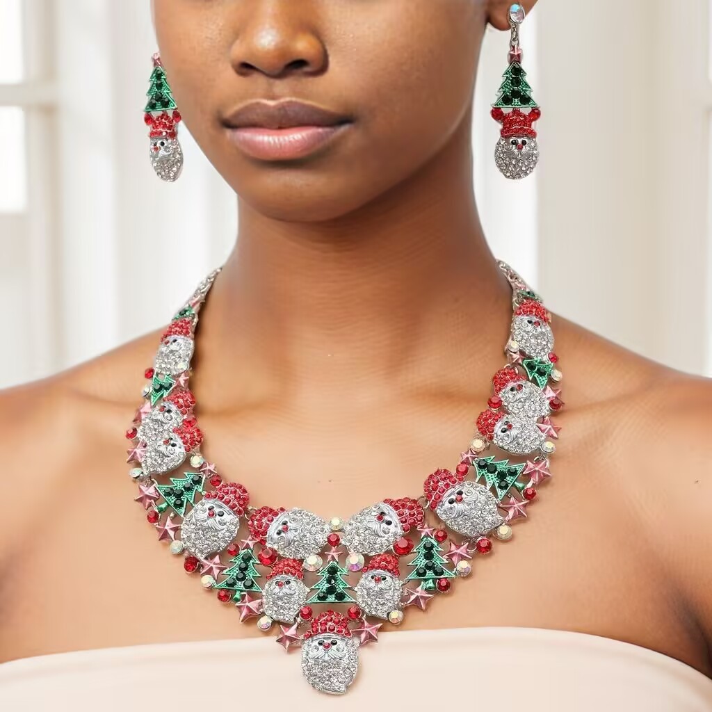Wholesale Christmas Tree Five-inted Star Snowflake Jewelry Set