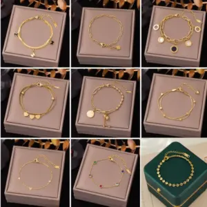 Heart Shape Butterfly 304 Stainless Steel Elegant Bracelets