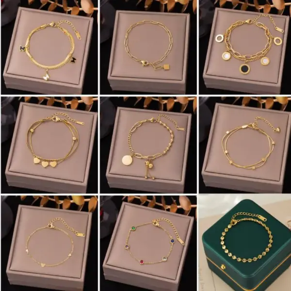 Heart Shape Butterfly 304 Stainless Steel Elegant Bracelets