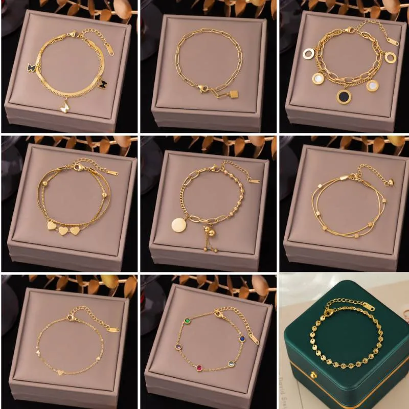 Wholesale Heart Shape Butterfly 304 Stainless Steel Elegant Bracelets