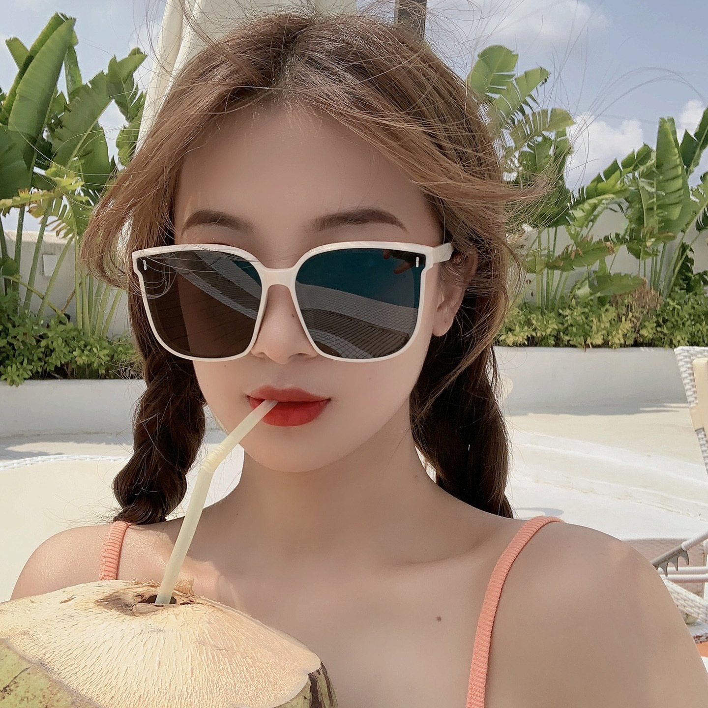 Wholesale New tremolo Net red sunglasses with sunshade for men and women iving anti-ultraviolet large frame sunglasses