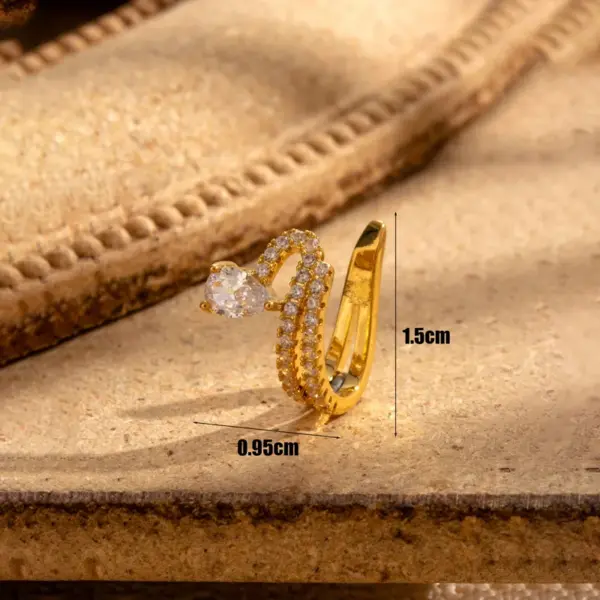 Wholesale 1 Piece 316L Stainless Steel Copper Zircon Ear Cartilage Rings & Studs Round Water Droplets Heart Shape Waterproof Non Tarnish Surgical Steel Women's