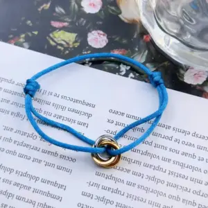 Dark Lake Blue Three-Ring Bracelet