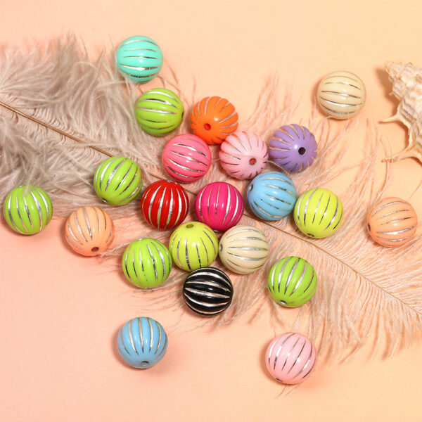 Wholesale 15mm Acrylic Colorful Lantern Beads, Gold-Painted Pumpkin Beads, DIY Mobile Phone Chain/Keychain Beads, Loose Beads