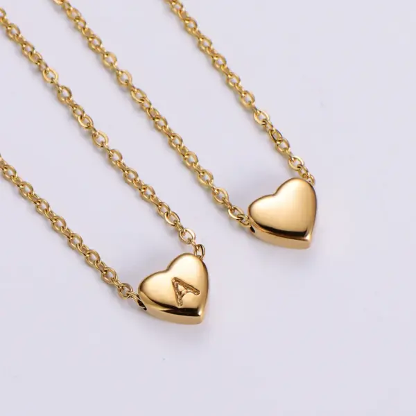 Wholesale PVD Coated 18K Gold Plated Heart 304 Stainless Steel Simple Style Waterproof Non Tarnish 304 Stainless Steel Pendant Necklace