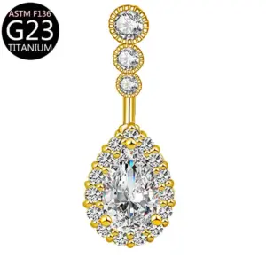 Gold-White Zirconium-Three Zirconium Water Drop Style