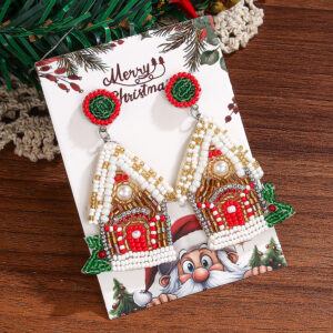 1 pair of snow house rice beads earrings