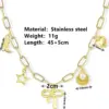 304 Stainless Steel Star Bow Knot Shell PVD Coated Pearl 18K Real Gold Plated Cute Sweet Waterproof Non Tarnish Hollow Out Inlay Cuban Link Chain Snake Chain Gold Pendant Necklace