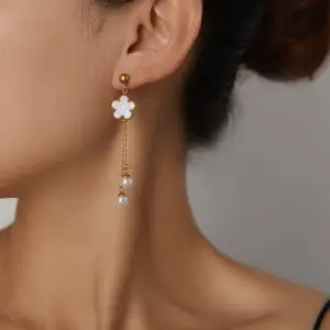 Titanium Steel Flower Earrings