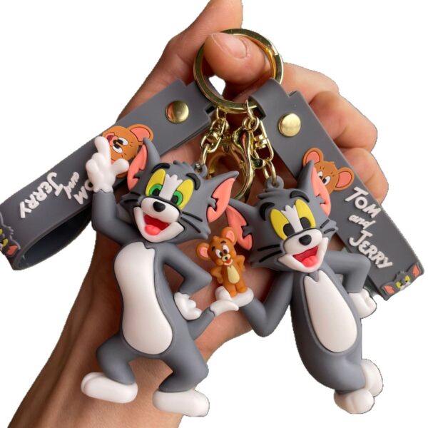 Wholesale Cute cat and mouse keychain cartoon doll Tom fur bag pendant car key chain small gift