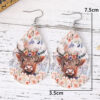 Wholesale Western cowboy flower bull head ring double-sided leather water drop earrings