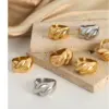 Wholesale 304 Stainless Steel Solid Color PVD Coated 18K Gold Plated Real Gold Plated Casual Simple Style Waterproof Non Tarnish Plating Gold Silver Rings