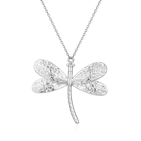 Wholesale 304 Stainless Steel Dragonfly Electroplated Golden Plated Vintage Style Commute Waterproof Non Tarnish Plating Cable Chain Pendant Necklace