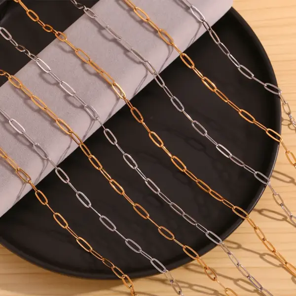 304 Stainless Steel Solid Color PVD Coated Stone-Free 18K Real Gold Plated Basic Simple Style Classic Style Waterproof Non Tarnish Plating Necklace