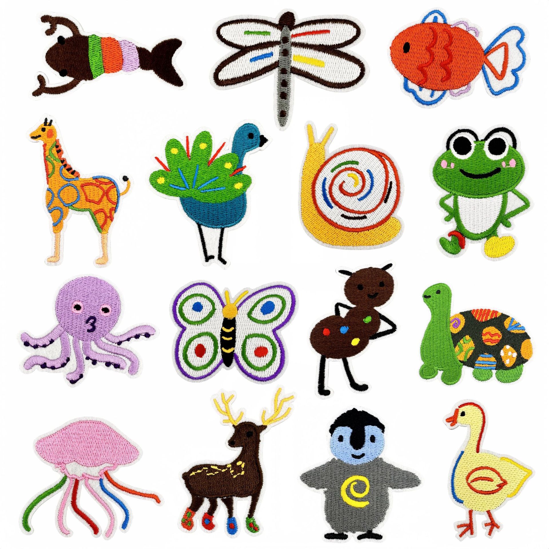 Wholesale New Cute Cartoon Animal Embroidery Cloth Sticker Frog Turtle Ironing Patch Computer Embroidery Garment Aessories