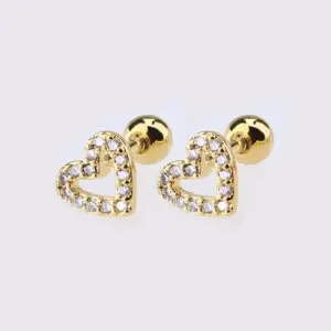 Golden Big Love Heart Stud Earrings Pieces