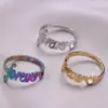 Wholesale PVD Coated Real Gold Plated 18K Gold Letter 304 Stainless Steel Commute Waterproof Non Tarnish Rings