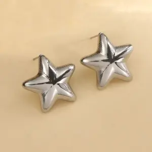 Pentagram stud earrings-Silver