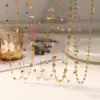 Wholesale Fashionable Gold Plated Titanium Steel Necklace For Women Colorful Stone Lockbone Chain Stylish Lightweight Versatile Jewelry