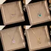 Fashionable Versatile Gold Plated Titanium Steel Necklace Copper Pendant Lockbone Chain Collection Elegant Glowing Jewelry