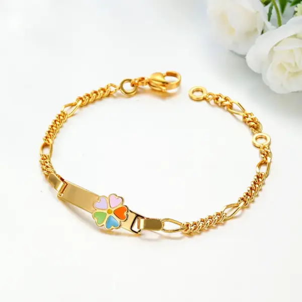 Wholesale Xuping New Drop Oil Series Geometric Square Lightweight Imitation Gold Color Children's Bracelets