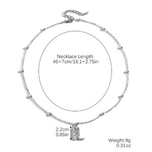 N2408-14 denim boots bead chain