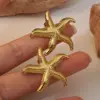 1 Pair Beach Streetwear Starfish 304 Stainless Steel Imitation Gold Electroplating Ear Studs