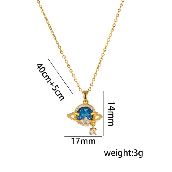 PVD Coated Real Gold Plated 18K Gold Star Moon Planet Stainless Steel Casual Simple Style Waterproof Non Tarnish Titanium Steel Pendant Necklace