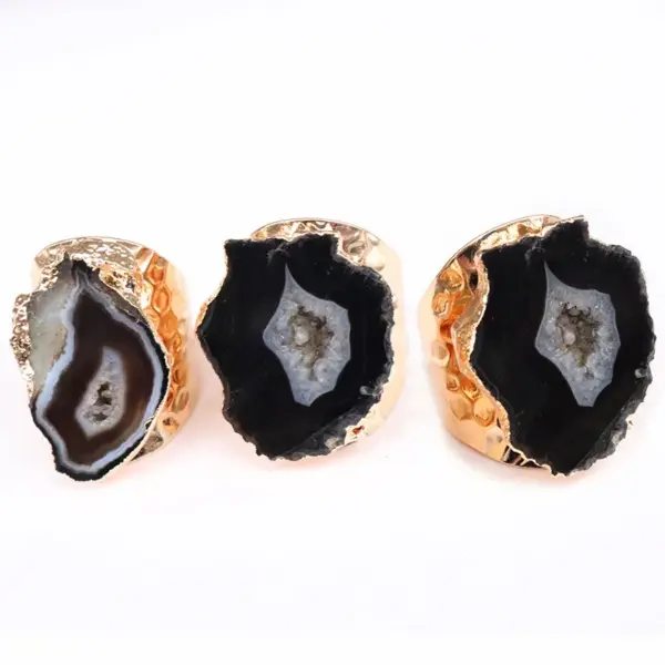 Women'S Crystal Agate Plating Healing Inlay Irregular Crystal Open Ring Healing Crystals Jewelry