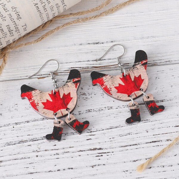 Wholesale Hen boots with wooden double-sided earrings