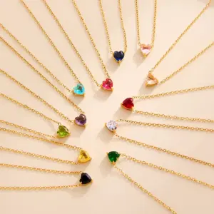 Wholesale Ion Plating (IP) 18K Gold Plated Heart Shape 304 Stainless Steel Sweet Simple Style Commute Waterproof Non Tarnish 304 Stainless Steel Necklace