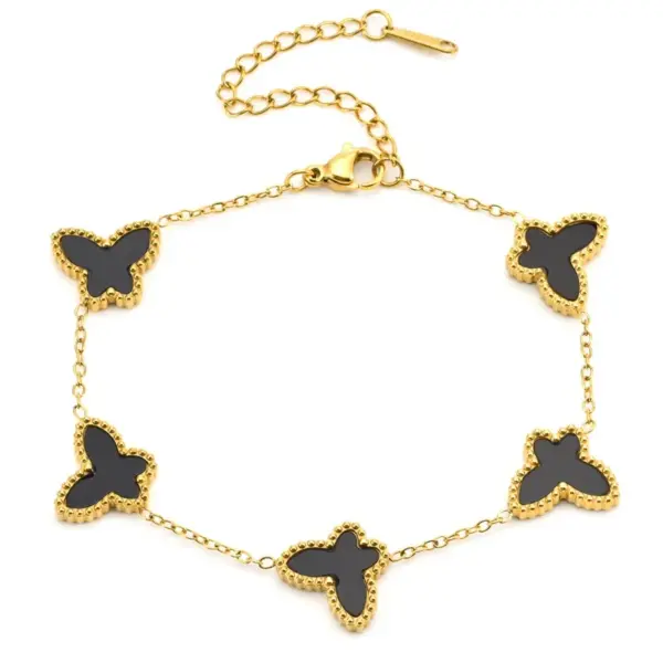 Wholesale Fashionable Luxury Double-Sided Shell Butterfly Titanium Steel Bracelet Women's Ins Plated 18K Gold Non-Fading Stylish Light