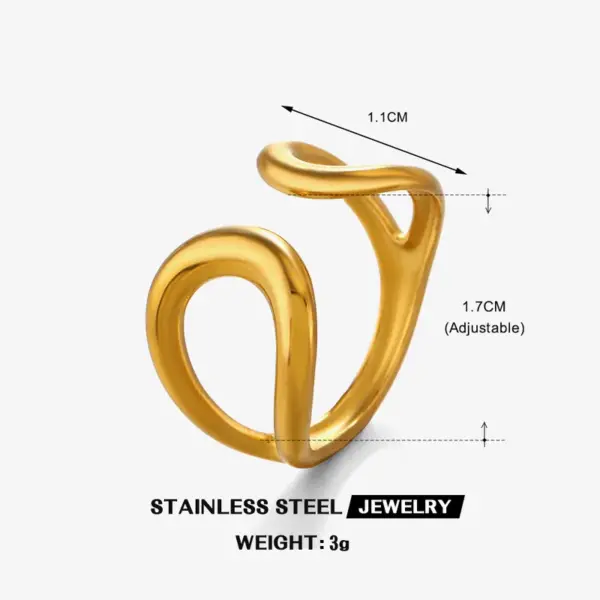 Wholesale Ion Plating (IP) 18K Gold Plated Solid Color 304 Stainless Steel Simple Style Classic Style Waterproof Non Tarnish Open Rings