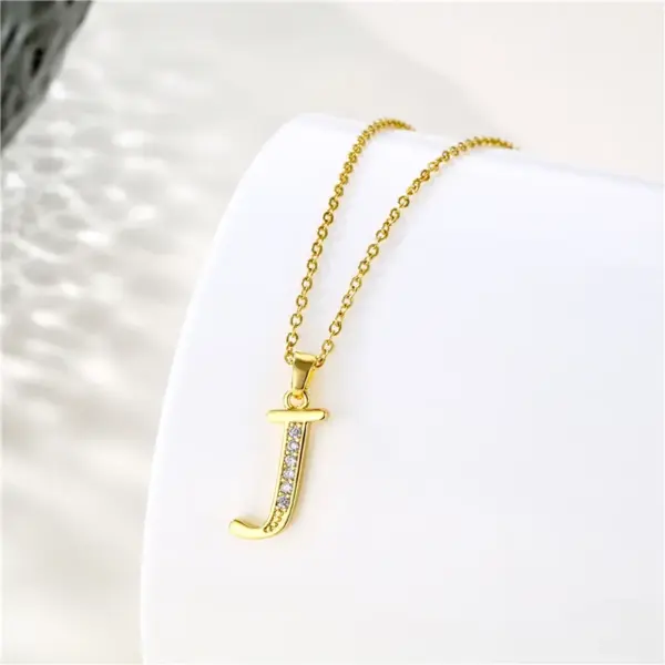 Water Plating Vacuum Real Gold Plated 18K Letter 304 Stainless Steel Titanium Fashion Waterproof Non Tarnish 201 Pendant Necklace