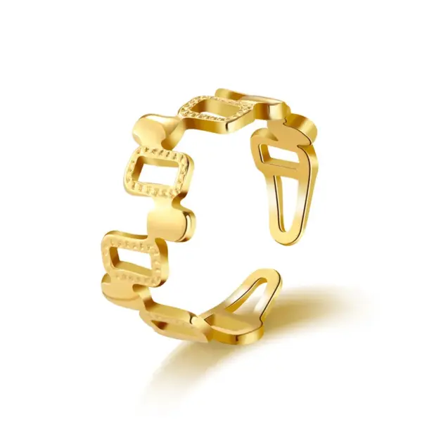 Wholesale PVD Coated 18K Gold Real Gold Plated Geometric 304 Stainless Steel Fashion Simple Style Waterproof Non Tarnish Rings