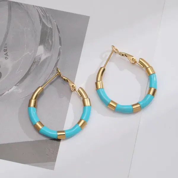Wholesale Fashion Geometric Titanium Steel Enamel Earrings 1 Pair