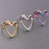 PVD Coated Real Gold Plated Heart Shape 304 Stainless Steel Simple Style Waterproof Non Tarnish Open Ring