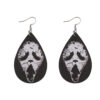 Wholesale Cross-border New Halloween Death Bat Skull Water Drop Pendant Earrings PU Leather Double-sided Ear Jewelry
