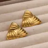 304 Stainless Steel Geometric Heart Shape PVD Coated Stone-Free Real Gold Plated Elegant Simple Style Waterproof Non Tarnish Ear Studs