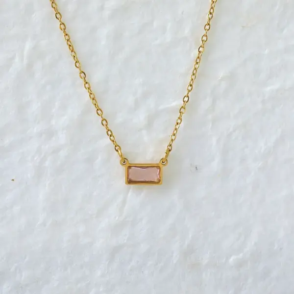 PVD Coated 18K Gold Plated Rectangle 304 Stainless Steel IG Style Modern Style Classic Style Waterproof Non Tarnish 304 Stainless Steel Lobster Trigger Clasp Closure Pendant Necklace