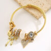 oly-ecee9a8f28ca815b421b197c8f1d9278 Wholesale Stainless steel bracelet, fashionable and sweet rhinestone heart and bow pendant, high-end jewelry.