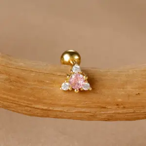 Y26467-Gold/1.3*1.1cm-Pink diamond-1pc