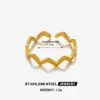 Wholesale Ion Plating (IP) 18K Gold Plated Waves Lines 304 Stainless Steel Elegant Glam Hip-Hop Waterproof Non Tarnish Open Rings