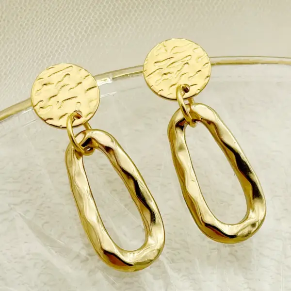 PVD Coated Real Gold Plated 14K Gold Round Water Droplets 304 Stainless Steel Simple Style Commute Waterproof Non Tarnish Drop Earrings
