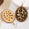 Wholesale Cross-border European and American Leopard Sequin Leather Earrings Vintage Alloy Diamond Pearl Oval High-end Earrings Earrings for Women