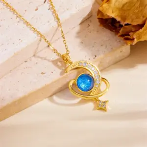 Planet Moon Necklace / Gold