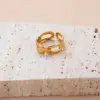 Wholesale PVD Coated Human Face Heart Shape 304 Stainless Steel Retro Classic Style Waterproof Non Tarnish Open Ring