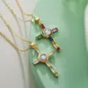 Wholesale Streetwear Cross Copper 18k Gold Plated Zircon Pendant Necklace In Bulk