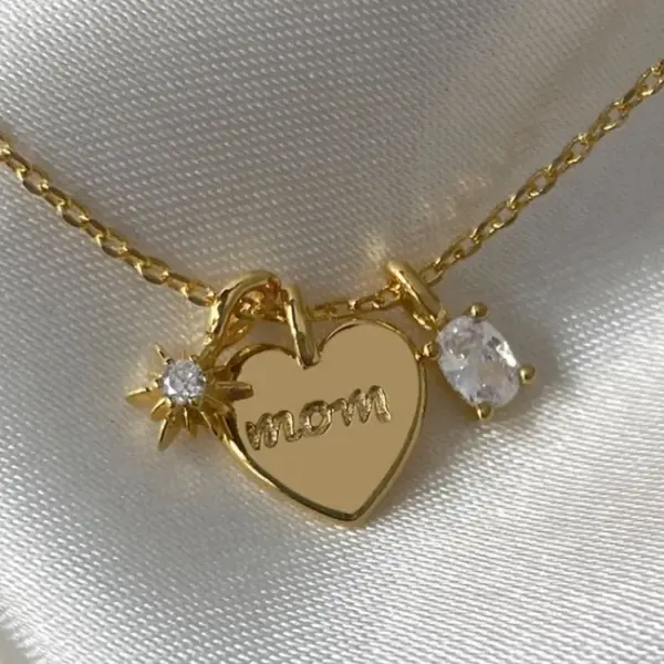 Wholesale 201 Stainless Steel Copper Letter Heart Shape Water Plating Vacuum Plating Zircon 18K Gold Plated Simple Style Inlay Cable Chain Gold Pendant Necklace