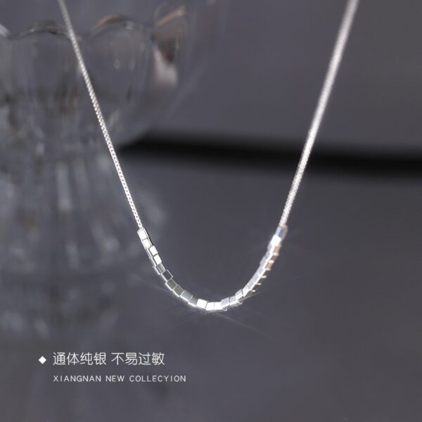 Wholesale S925 Silver Square Necklace New Entry Luxury Women's Summer Clavicle Chain Niche Design All-match Simple INS Style